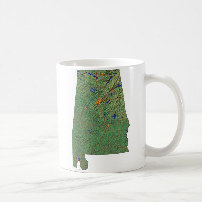 Taza De Café Bandera de Alabaman + Mug de mapas (Derecha)