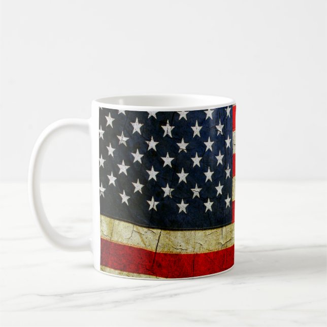 Taza De Café Bandera de América Grunge (Izquierda)