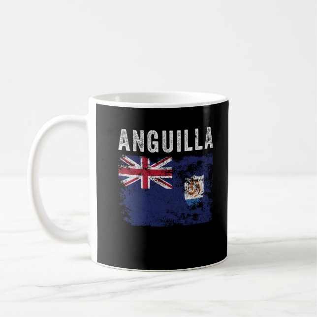 Taza De Café Bandera de Anguila angustiada Bandera de Anguila (Izquierda)