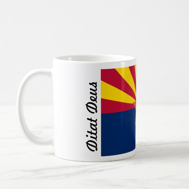Taza De Café Bandera de Arizona Ditat Deus God enriquece Mug (Izquierda)