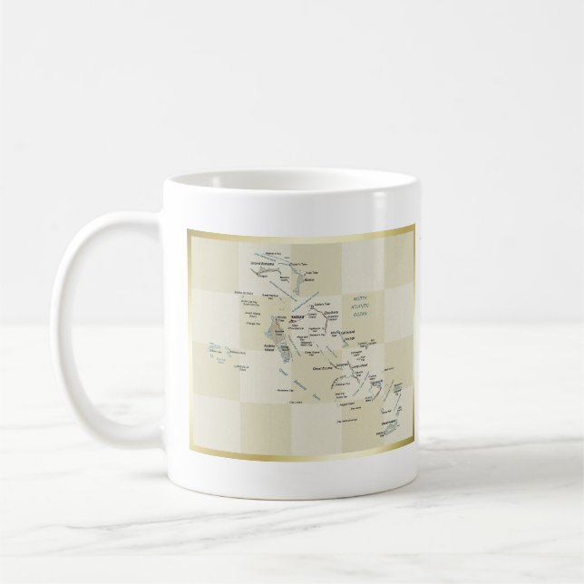 Taza De Café Bandera de Bahamas + mapa de mapas (Izquierda)
