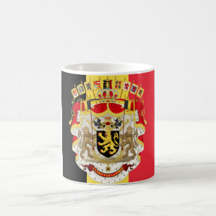 Taza De Café Bandera de Bélgica y COA