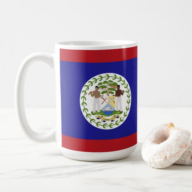 Taza De Café Bandera de Belice (Con donut)