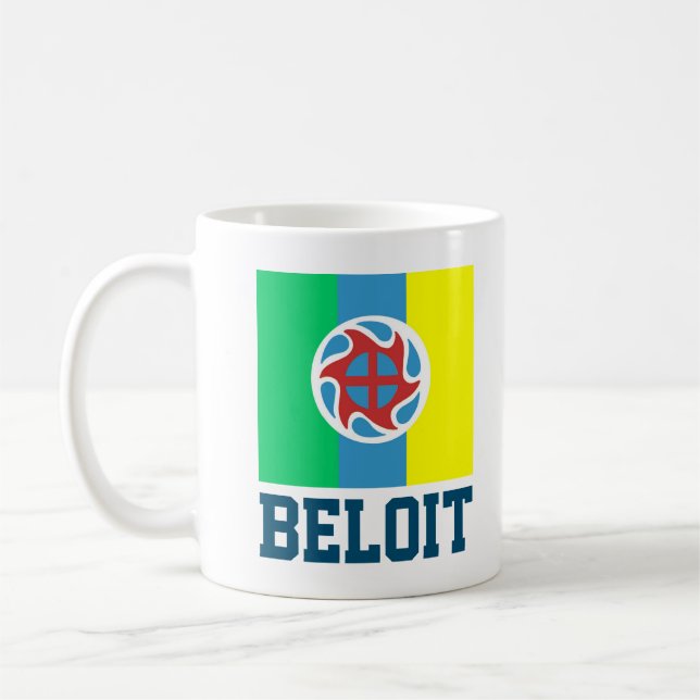 Taza De Café Bandera de Beloit, café de Wisconsin Mug (Izquierda)