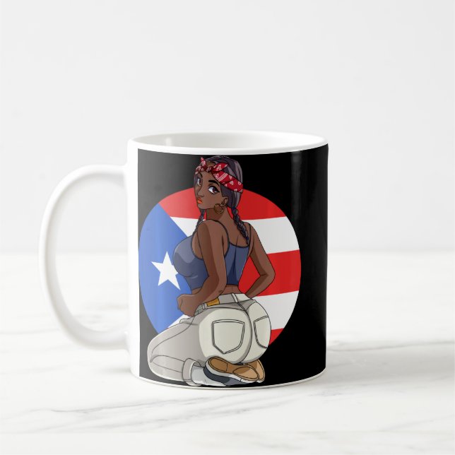 Taza De Café Bandera de Boricua Morena Chica Puertorriqueño (Izquierda)