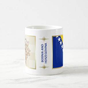 Taza De Café Bandera de Bosnia y Herzegovina + Mapa Mug
