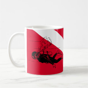 Taza De Café Bandera de buzo sumergido con ilustración de buzo 