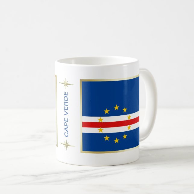 Taza De Café Bandera de Cabo Verde + Mapa Mug (Anverso derecho)