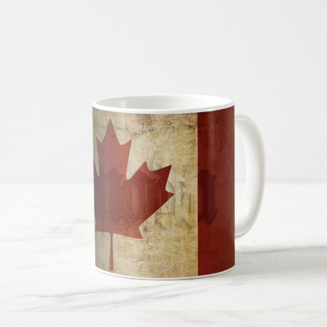 Taza De Café Bandera de Canadá / Grunge... (Anverso derecho)