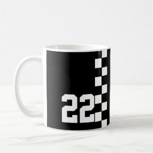 Taza De Café Bandera De Carreras Personalizada Negra Y Blanca