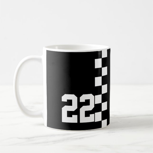 Taza De Café Bandera De Carreras Personalizada Negra Y Blanca (Izquierda)