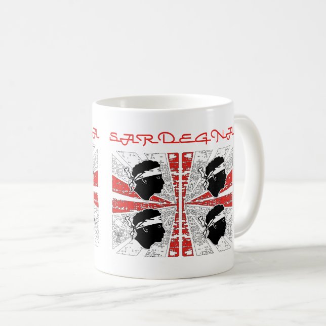 Taza De Café Bandera de Cerdeña - Grunge (Anverso derecho)