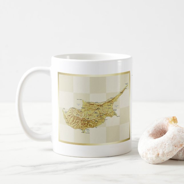 Taza De Café Bandera de Chipre + Mapa Mug (Con donut)
