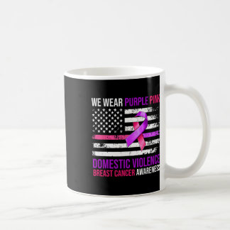 Taza De Café Bandera De Cinta Púrpura Rosa Cáncer De Mama Y Dom