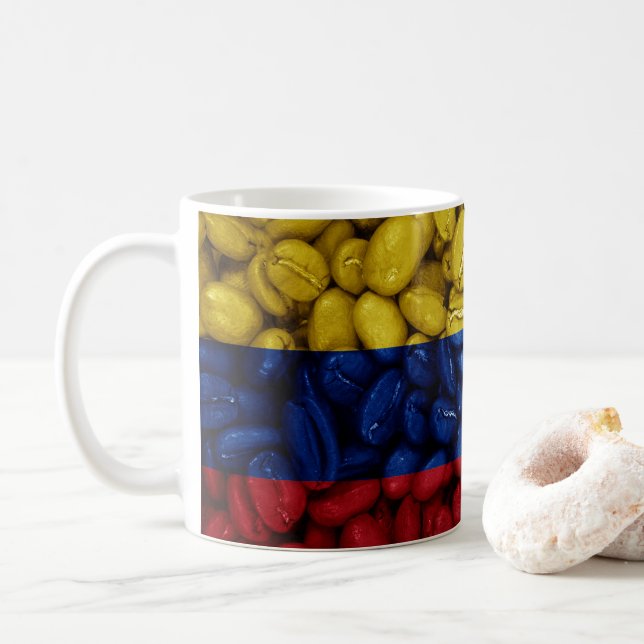 Taza De Café Bandera de Colombia con café (Con donut)