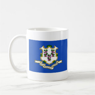 Taza De Café Bandera de Connecticut + Mug de mapa