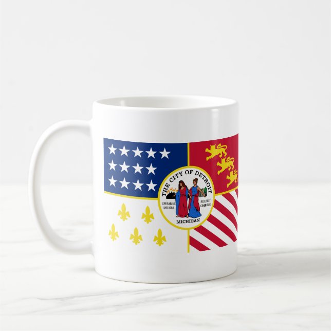 Taza De Café Bandera de Detroit, Michigan (Izquierda)