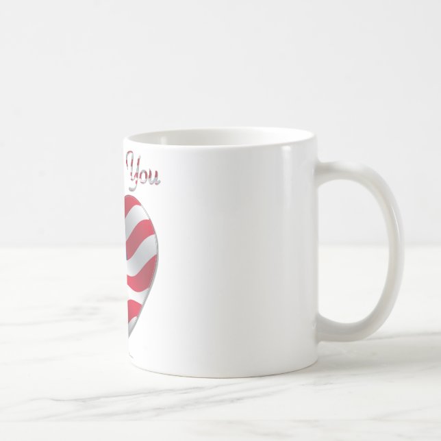Taza De Café Bandera de EE. UU. Corazón Te Amo (Derecha)