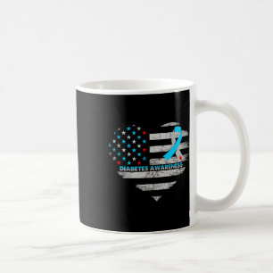Taza De Café Bandera De Ee.Uu. Diabetes Conciencia Apoyo Famili