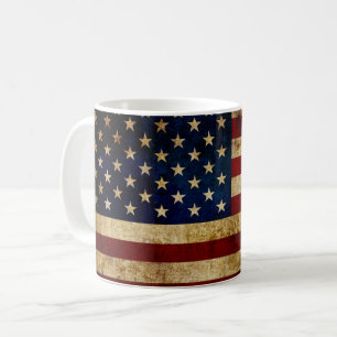 Taza De Café Bandera de EE. UU. / Grunged