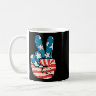 Taza De Café Bandera De EE. UU. Signo De Paz Mano 4 De Julio Pa