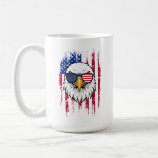 Taza De Café Bandera de EE. UU. Y Águila Calva Americana Grunge