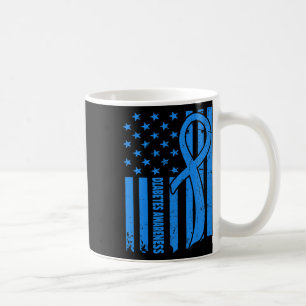 Taza De Café Bandera De Eeuu Guerrero Diabético Diabetes Azules