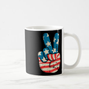 Taza De Café Bandera De EEUU Signo De Paz Mano 4 De Julio Patri
