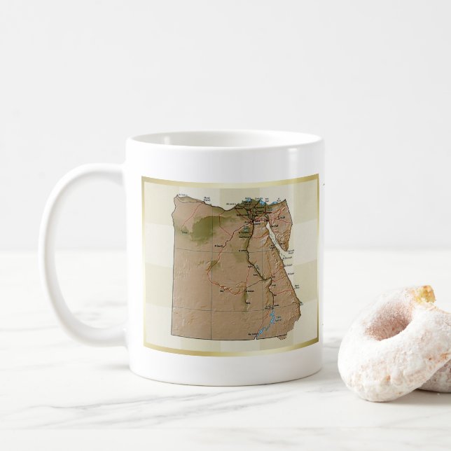 Taza De Café Bandera de Egipto y mapa de música (Con donut)