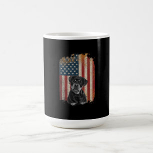 Taza De Café Bandera de época Perro sucio América lindo Rottwei