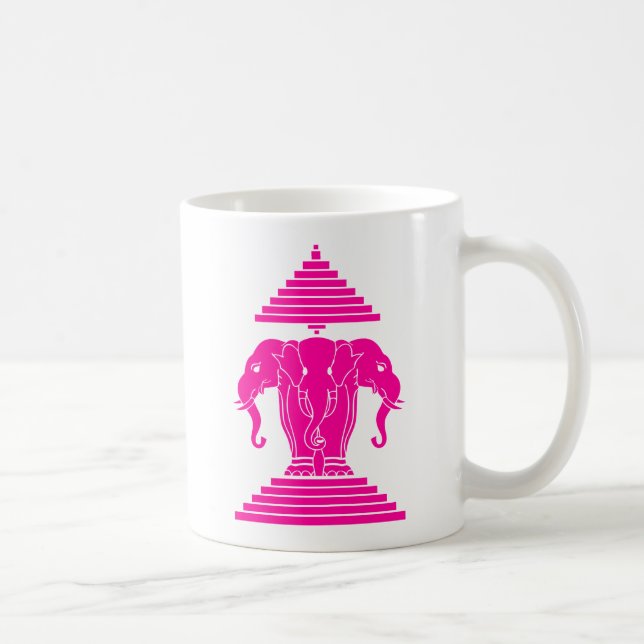 Taza De Café Bandera de Erawan Pink Three Heheed Elephant Lao/L (Derecha)