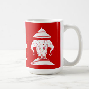 Taza De Café Bandera de Erawan Three Heheed Elephant Lao/Laos