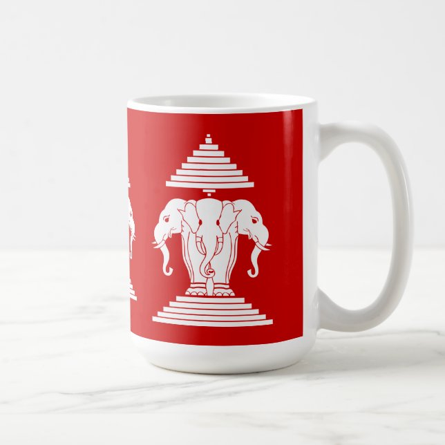 Taza De Café Bandera de Erawan Three Heheed Elephant Lao/Laos (Derecha)