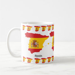 Taza De Café Bandera de España en diseño de recuerdo de mapas
