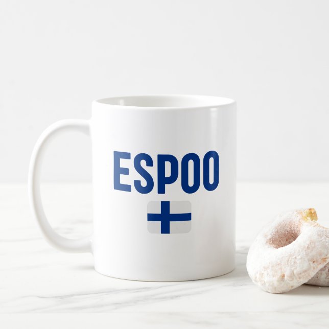 Taza De Café Bandera de ESPOO Finlandia (Con donut)