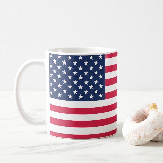 Taza De Café Bandera de Estados Unidos (Con donut)
