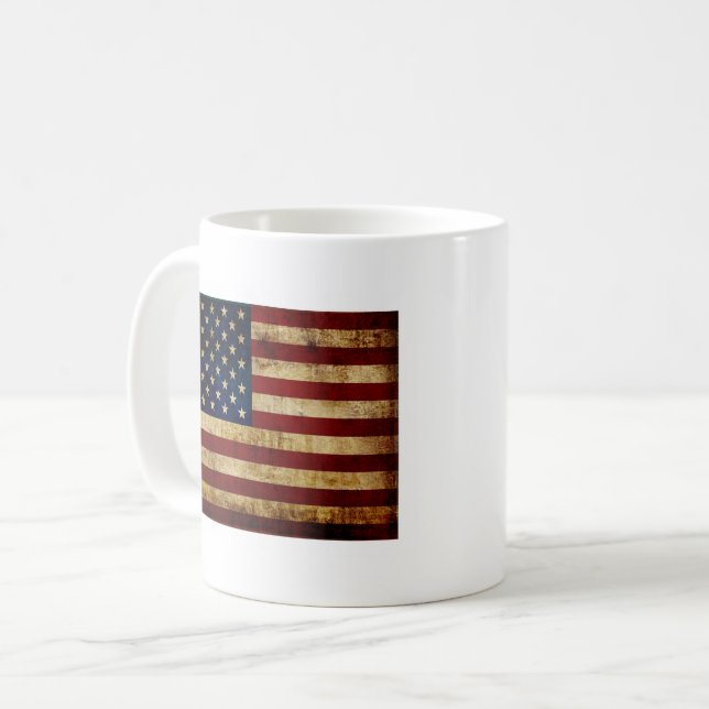 Taza De Café Bandera de Estados Unidos / Grunge (Anverso izquierdo)