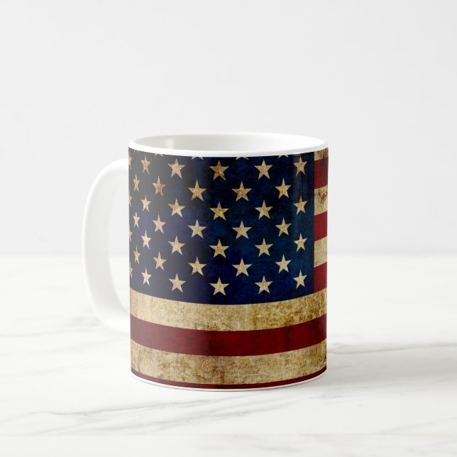 Taza De Café Bandera de Estados Unidos / Grunge (Anverso izquierdo)