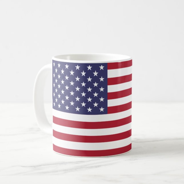 Taza De Café Bandera de Estados Unidos marrón azul rojo  (Anverso izquierdo)