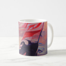Taza De Café Bandera de Estados Unidos ondeando arte abstracto 