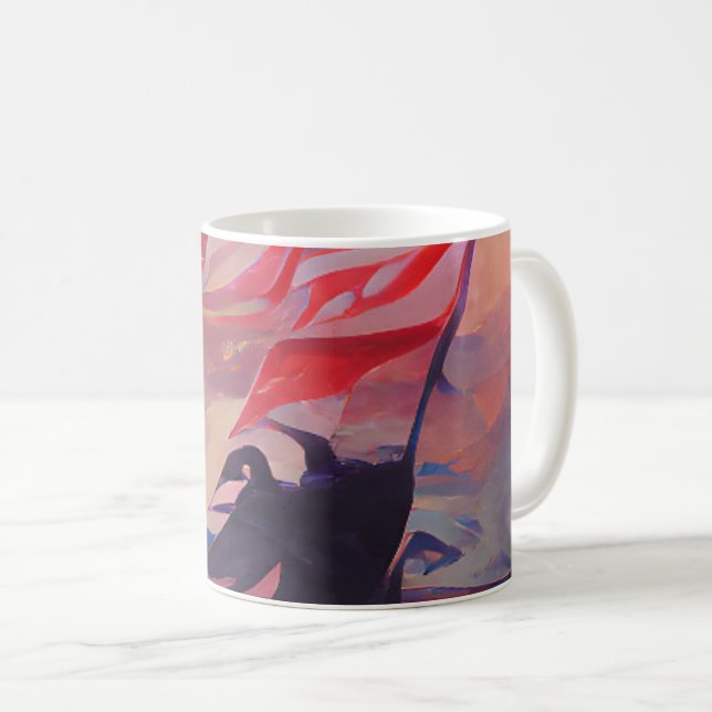 Taza De Café Bandera de Estados Unidos ondeando arte abstracto  (Anverso derecho)