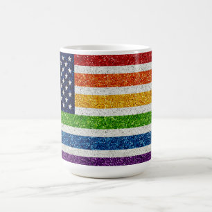 Taza De Café Bandera de Estados Unidos - Rayas Purpurina arcoir