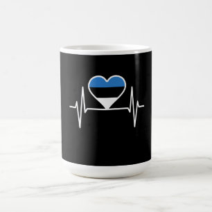 Taza De Café Bandera de Estonia de latido cardíaco