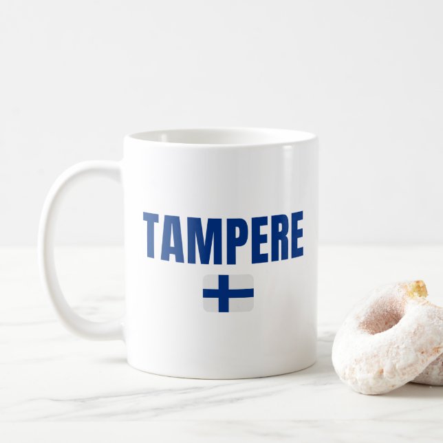 Taza De Café Bandera de Finlandia de TAMPERE (Con donut)