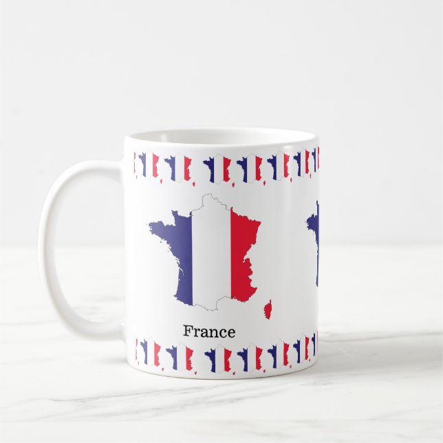 Taza De Café Bandera de Francia en diseño de recuerdos de mapas (Izquierda)
