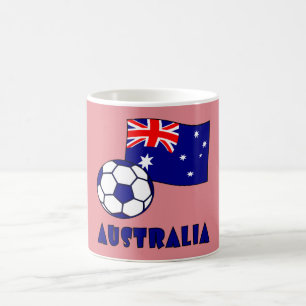 Taza De Café Bandera de fútbol australiana azul con fondo rosa
