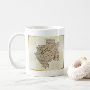 Taza De Café Bandera de Gabón + taquilla de mapa
