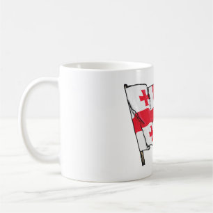 Taza De Café Bandera de Georgia ondeando roja y blanca con cinc