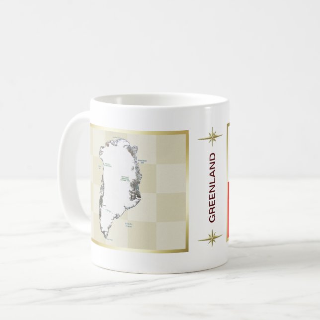Taza De Café Bandera de Groenlandia + Mapa Mug (Anverso izquierdo)