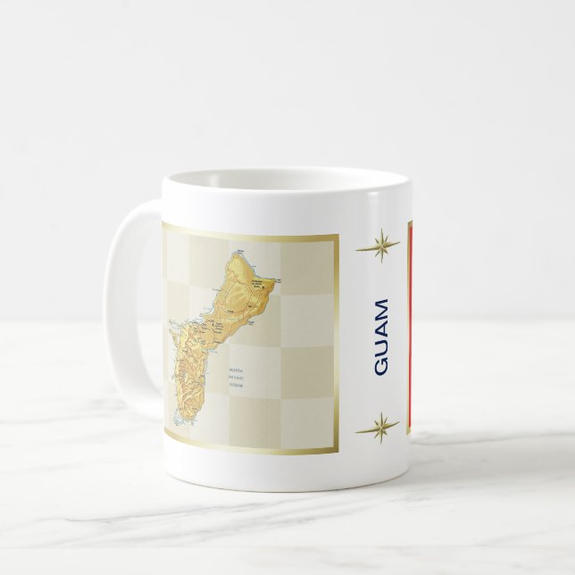 Taza De Café Bandera de Guam + mapa de Mug (Anverso izquierdo)